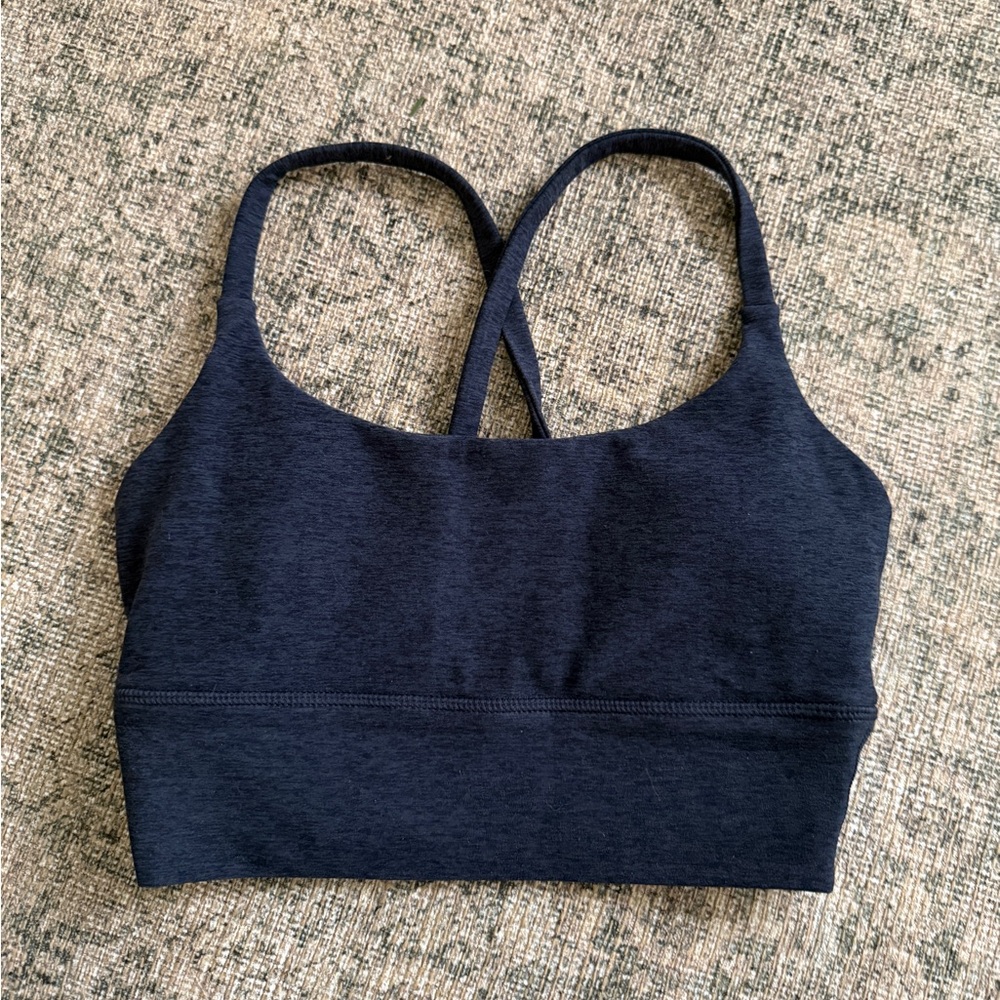 Vuori Longline Elevation Sports Bra in Midnight Heather | size S